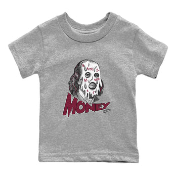 1s Metallic Burgundy shirt to match jordans Dirty Money sneaker tees AJ1 Metallic Burgundy SNRT Sneaker Release Tees Baby Toddler Heather Grey 2 T-Shirt