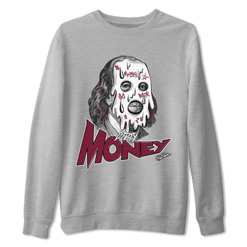 1s Metallic Burgundy shirt to match jordans Dirty Money sneaker tees AJ1 Metallic Burgundy SNRT Sneaker Release Tees Unisex Heather Grey 2 T-Shirt