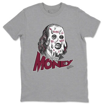 1s Metallic Burgundy shirt to match jordans Dirty Money sneaker tees AJ1 Metallic Burgundy SNRT Sneaker Release Tees Unisex Heather Grey 2 T-Shirt