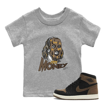 Air Jordan 1 Palomino shirt to match jordans Dirty Money sneaker tees AJ1 High Palomino SNRT Sneaker Release Tees Baby Toddler Heather Grey 1 T-Shirt