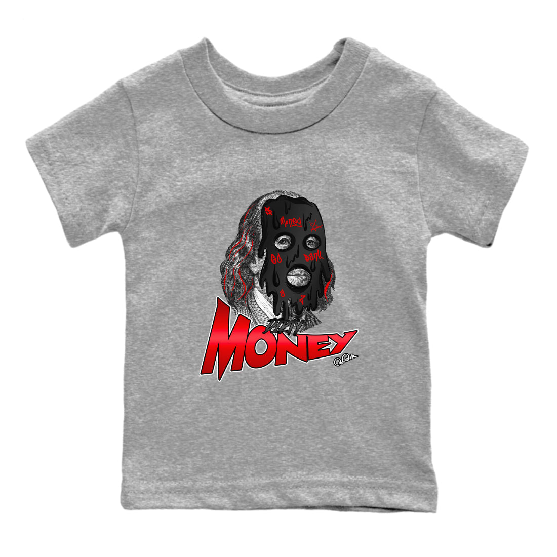 Air Jordan 1 Satin Bred Sneaker Match Tees Dirty Money Sneaker Tees AJ1 Satin Bred Sneaker Release Tees Kids Shirts Heather Grey 2