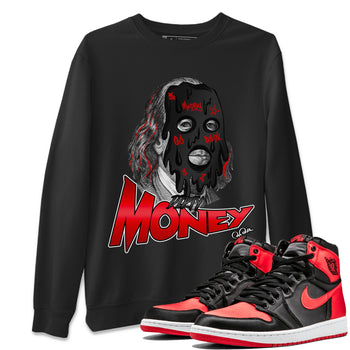 Air Jordan 1 Satin Bred Sneaker Match Tees Dirty Money Sneaker Tees AJ1 Satin Bred Sneaker Release Tees Unisex Shirts Black 1