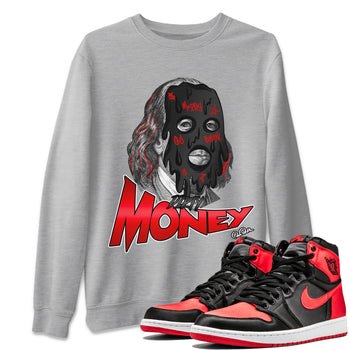 Air Jordan 1 Satin Bred Sneaker Match Tees Dirty Money Sneaker Tees AJ1 Satin Bred Sneaker Release Tees Unisex Shirts Heather Grey 1