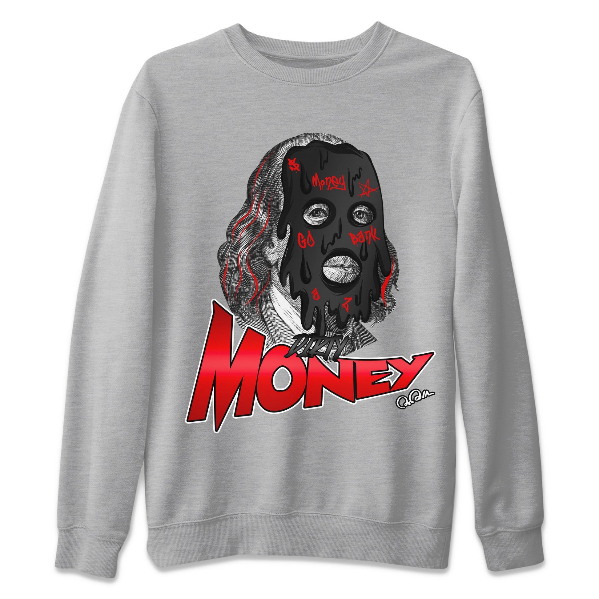 Air Jordan 1 Satin Bred Sneaker Match Tees Dirty Money Sneaker Tees AJ1 Satin Bred Sneaker Release Tees Unisex Shirts Heather Grey 2