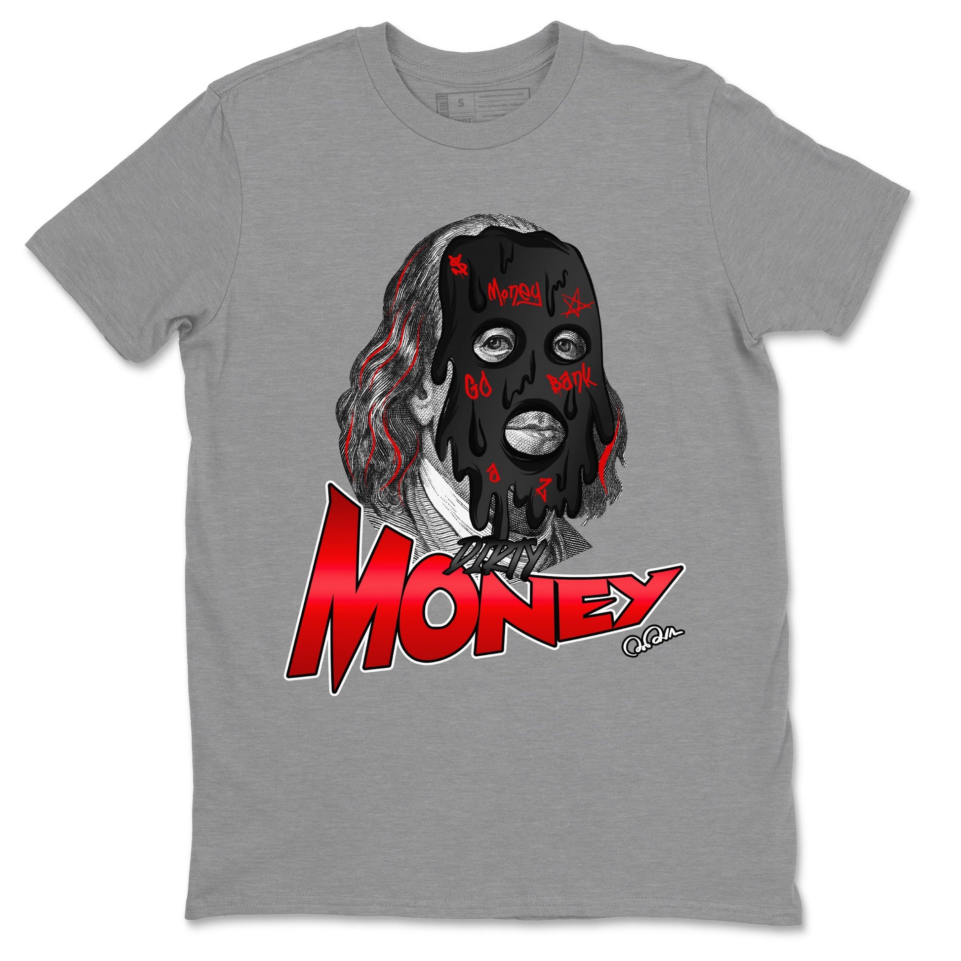 Air Jordan 1 Satin Bred Sneaker Match Tees Dirty Money Sneaker Tees AJ1 Satin Bred Sneaker Release Tees Unisex Shirts Heather Grey 2