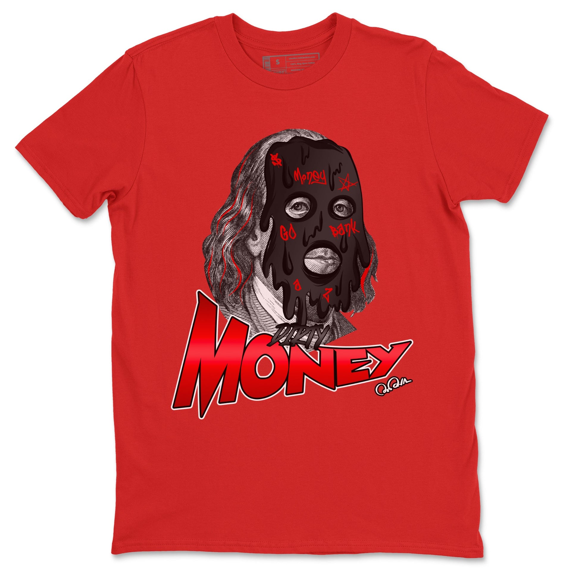 Air Jordan 1 Satin Bred Sneaker Match Tees Dirty Money Sneaker Tees AJ1 Satin Bred Sneaker Release Tees Unisex Shirts Red 2