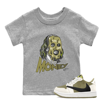Air Jordan 1 Travis Scott Golf shirt to match jordans Dirty Money sneaker tees AJ1 lowTravis Scott Golf SNRT Sneaker Release Tees Baby Toddler Heather Grey 1 T-Shirt