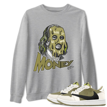 Air Jordan 1 Travis Scott Golf shirt to match jordans Dirty Money sneaker tees AJ1 lowTravis Scott Golf SNRT Sneaker Release Tees Unisex Heather Grey 1 T-Shirt