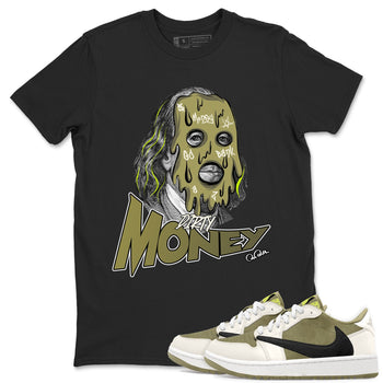 Air Jordan 1 Travis Scott Golf shirt to match jordans Dirty Money sneaker tees AJ1 lowTravis Scott Golf SNRT Sneaker Release Tees Unisex Black 1 T-Shirt