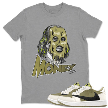 Air Jordan 1 Travis Scott Golf shirt to match jordans Dirty Money sneaker tees AJ1 lowTravis Scott Golf SNRT Sneaker Release Tees Unisex Heather Grey 1 T-Shirt