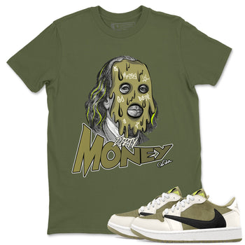 Air Jordan 1 Travis Scott Golf shirt to match jordans Dirty Money sneaker tees AJ1 lowTravis Scott Golf SNRT Sneaker Release Tees Unisex Military Green 1 T-Shirt