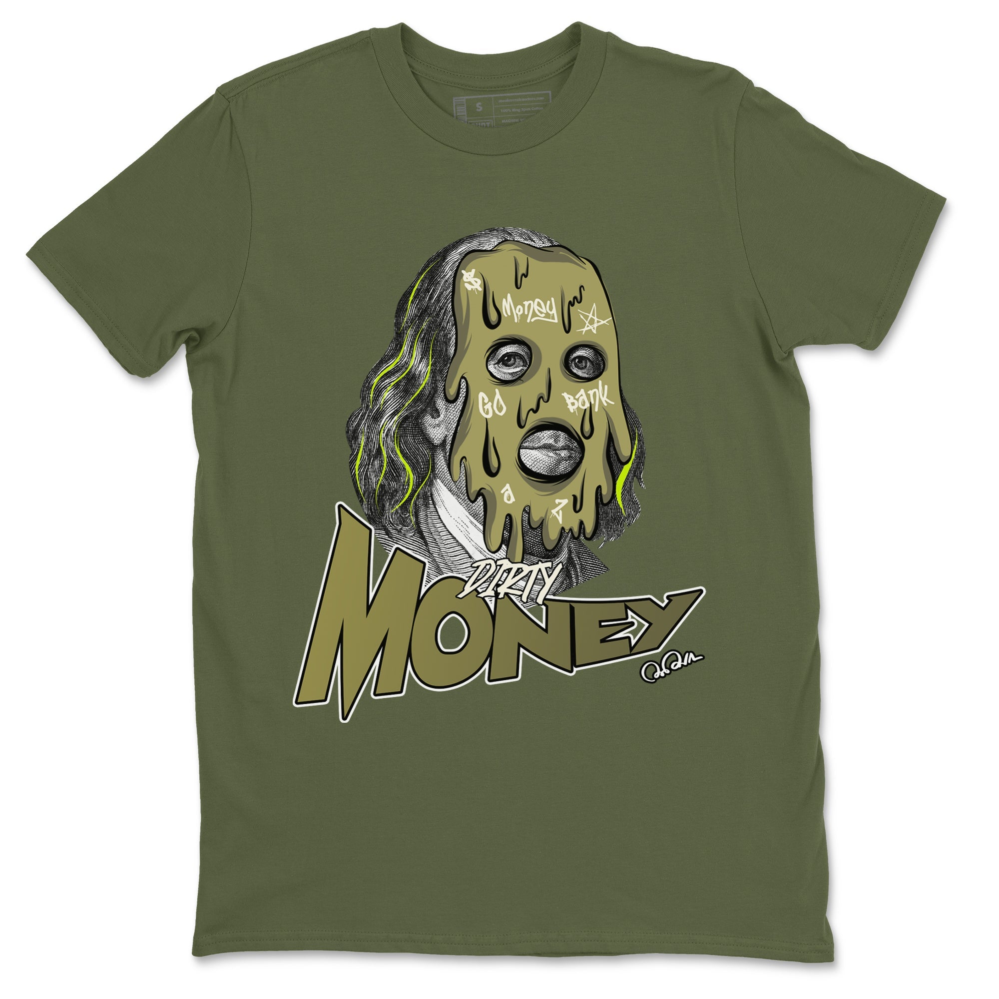 Air Jordan 1 Travis Scott Golf shirt to match jordans Dirty Money sneaker tees AJ1 lowTravis Scott Golf SNRT Sneaker Release Tees Unisex Military Green 2 T-Shirt