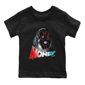 Air Jordan 1 UNC to Chicago Sneaker Match Tees Dirty Money Sneaker Tees AJ1 UNC to Chicago Sneaker Release Tees Kids Shirts Black 2