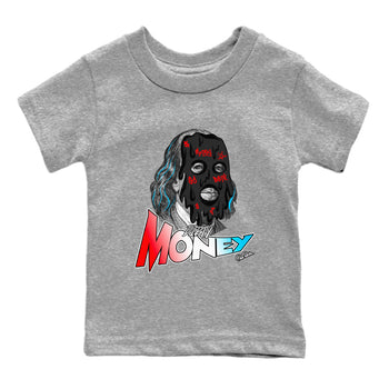 Air Jordan 1 UNC to Chicago Sneaker Match Tees Dirty Money Sneaker Tees AJ1 UNC to Chicago Sneaker Release Tees Kids Shirts Heather Grey 2
