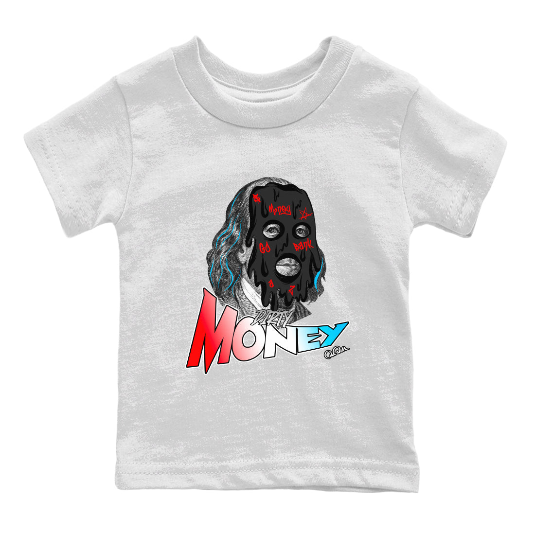 Air Jordan 1 UNC to Chicago Sneaker Match Tees Dirty Money Sneaker Tees AJ1 UNC to Chicago Sneaker Release Tees Kids Shirts White 2
