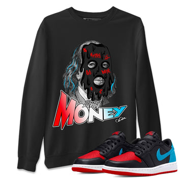 Air Jordan 1 UNC to Chicago Sneaker Match Tees Dirty Money Sneaker Tees AJ1 UNC to Chicago Sneaker Release Tees Unisex Shirts Black 1
