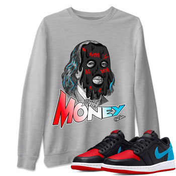 Air Jordan 1 UNC to Chicago Sneaker Match Tees Dirty Money Sneaker Tees AJ1 UNC to Chicago Sneaker Release Tees Unisex Shirts Heather Grey 1