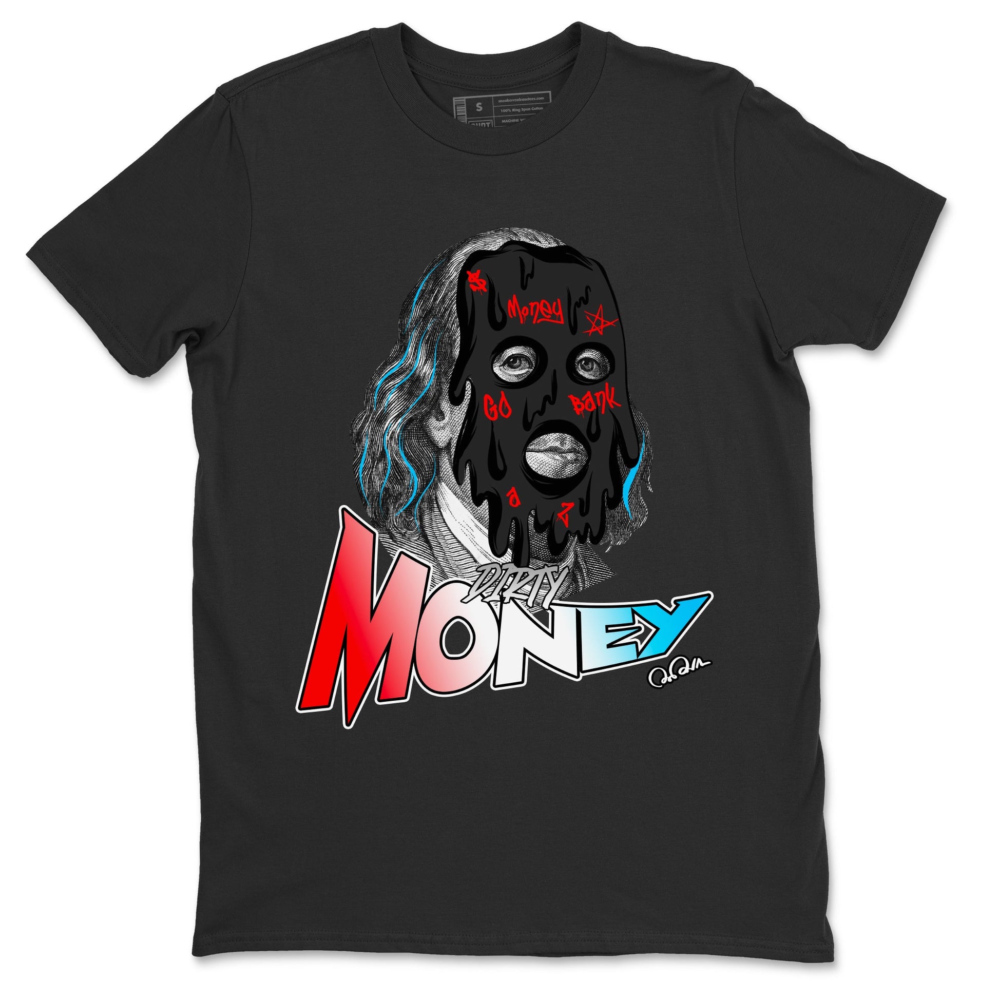 Air Jordan 1 UNC to Chicago Sneaker Match Tees Dirty Money Sneaker Tees AJ1 UNC to Chicago Sneaker Release Tees Unisex Shirts Black 2