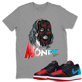 Air Jordan 1 UNC to Chicago Sneaker Match Tees Dirty Money Sneaker Tees AJ1 UNC to Chicago Sneaker Release Tees Unisex Shirts Heather Grey 1