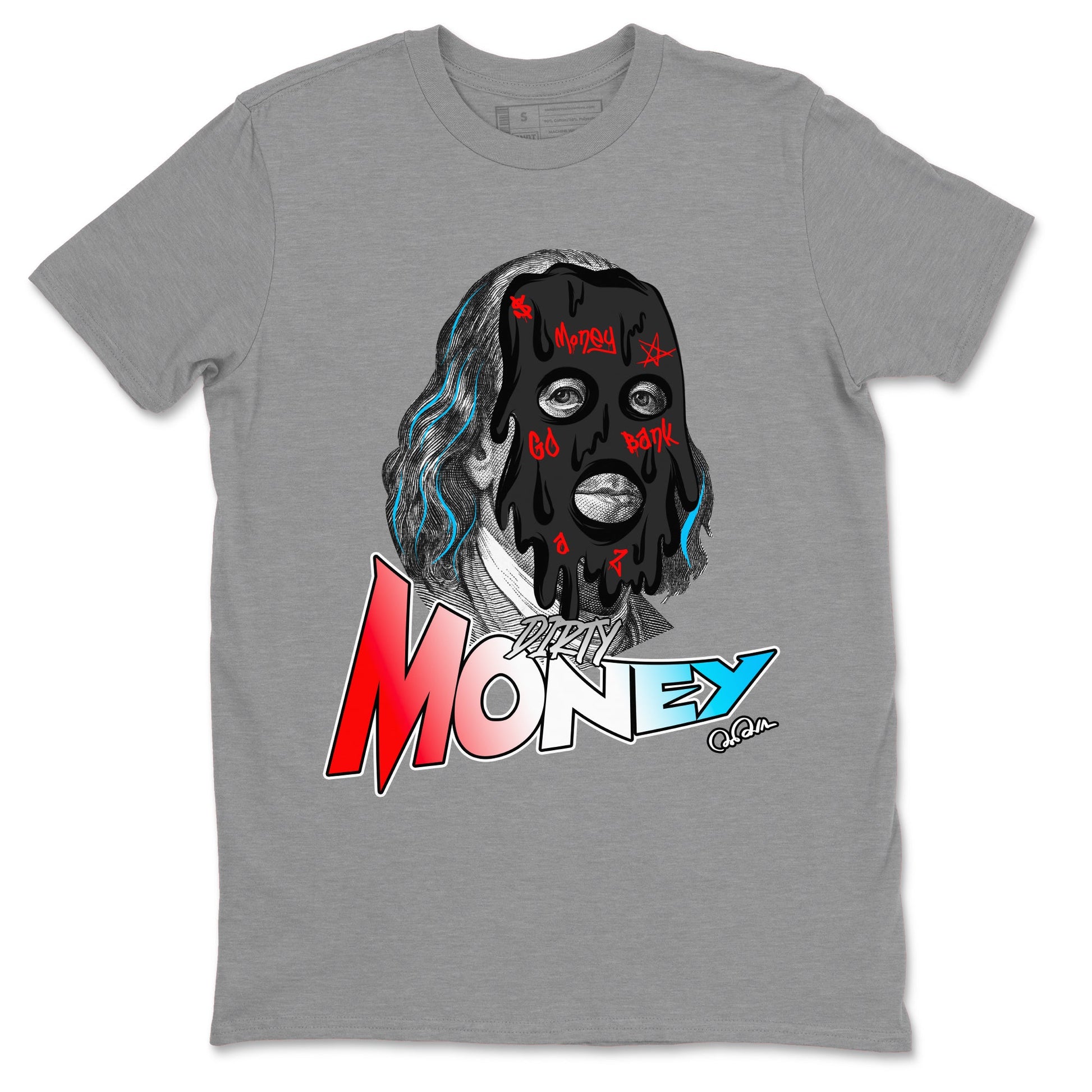 Air Jordan 1 UNC to Chicago Sneaker Match Tees Dirty Money Sneaker Tees AJ1 UNC to Chicago Sneaker Release Tees Unisex Shirts Heather Grey 2