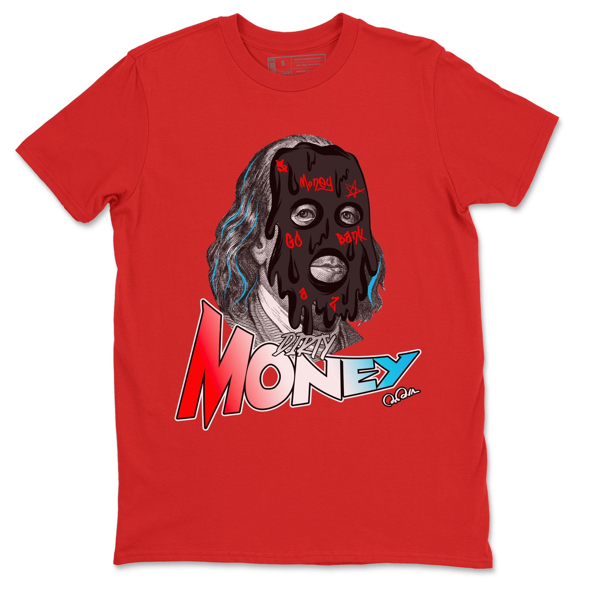 Air Jordan 1 UNC to Chicago Sneaker Match Tees Dirty Money Sneaker Tees AJ1 UNC to Chicago Sneaker Release Tees Unisex Shirts Red 2