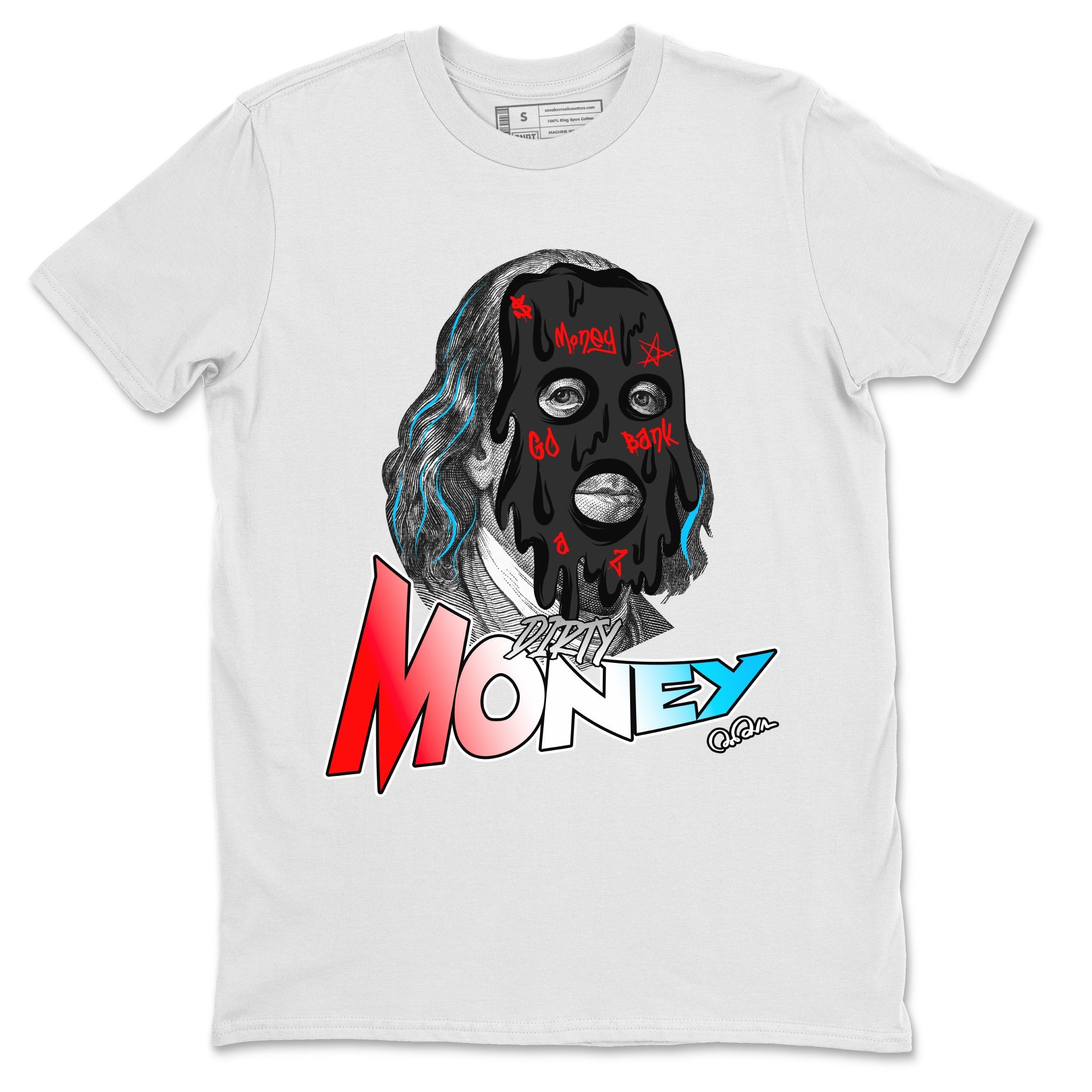 Air Jordan 1 UNC to Chicago Sneaker Match Tees Dirty Money Sneaker Tees AJ1 UNC to Chicago Sneaker Release Tees Unisex Shirts White 2