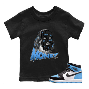Air Jordan 1 Retro High OG UNC Toe Shirt to match Jordans Dirty Money Sneaker Tees 1s UNC Toe SNRT Sneaker Release Tees Kids and Baby Tees Black 1