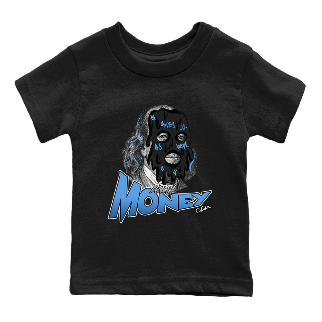 Air Jordan 1 Retro High OG UNC Toe Shirt to match Jordans Dirty Money Sneaker Tees 1s UNC Toe SNRT Sneaker Release Tees Kids and Baby Tees Black 2