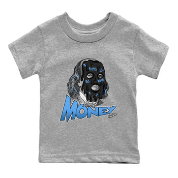 Air Jordan 1 Retro High OG UNC Toe Shirt to match Jordans Dirty Money Sneaker Tees 1s UNC Toe SNRT Sneaker Release Tees Kids and Baby Tees Heather Grey 2