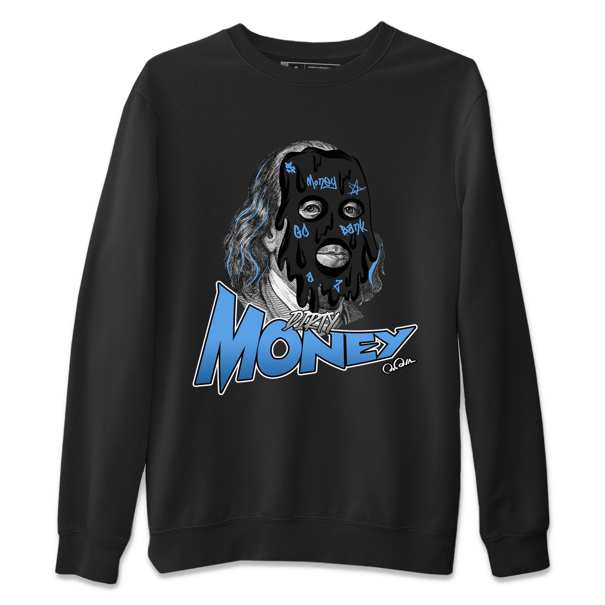 Air Jordan 1 Retro High OG UNC Toe Shirt to match Jordans Dirty Money Sneaker Tees 1s UNC Toe SNRT Sneaker Release Tees Crew Neck T-Shirts Black 2
