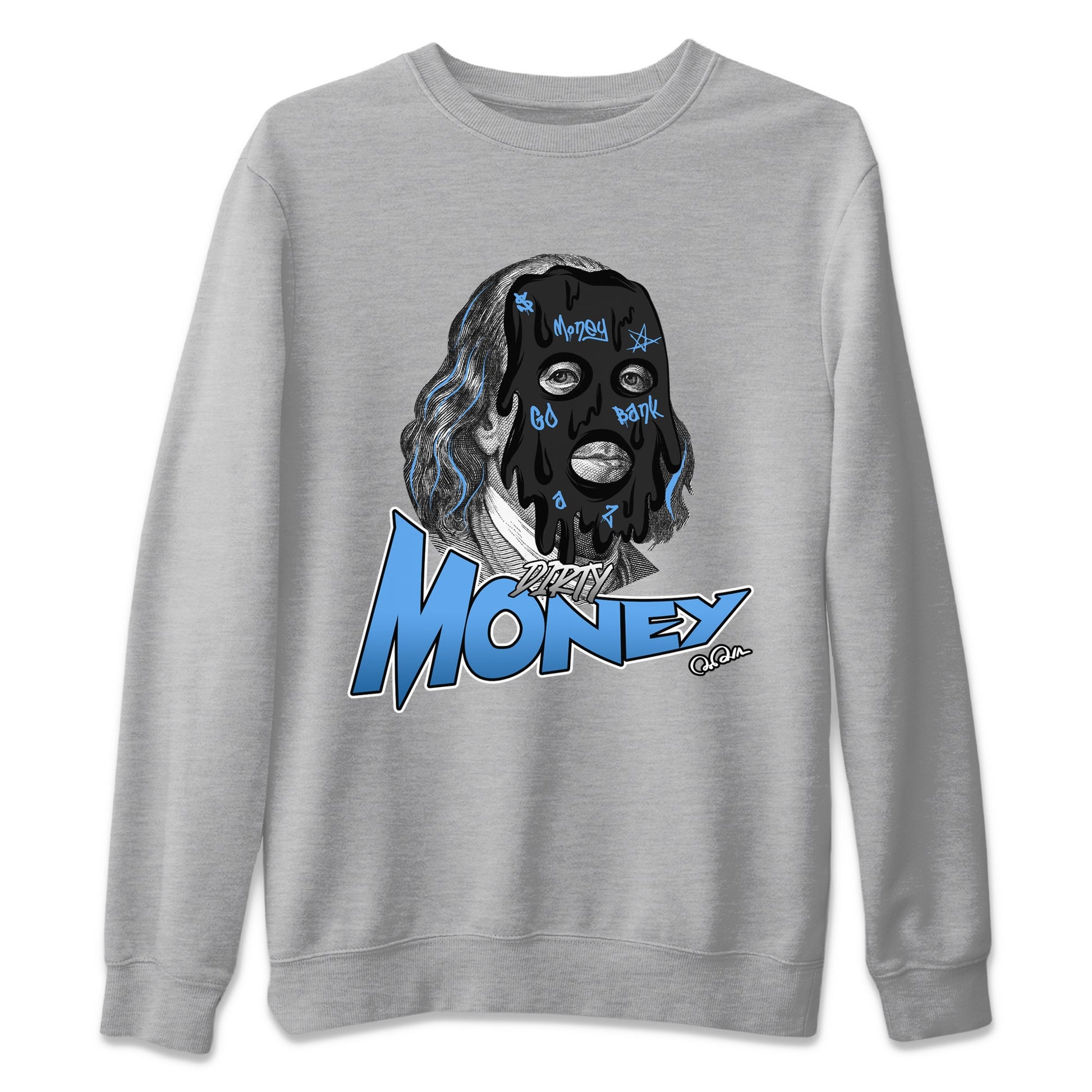 Air Jordan 1 Retro High OG UNC Toe Shirt to match Jordans Dirty Money Sneaker Tees 1s UNC Toe SNRT Sneaker Release Tees Crew Neck T-Shirts Heather Grey 2