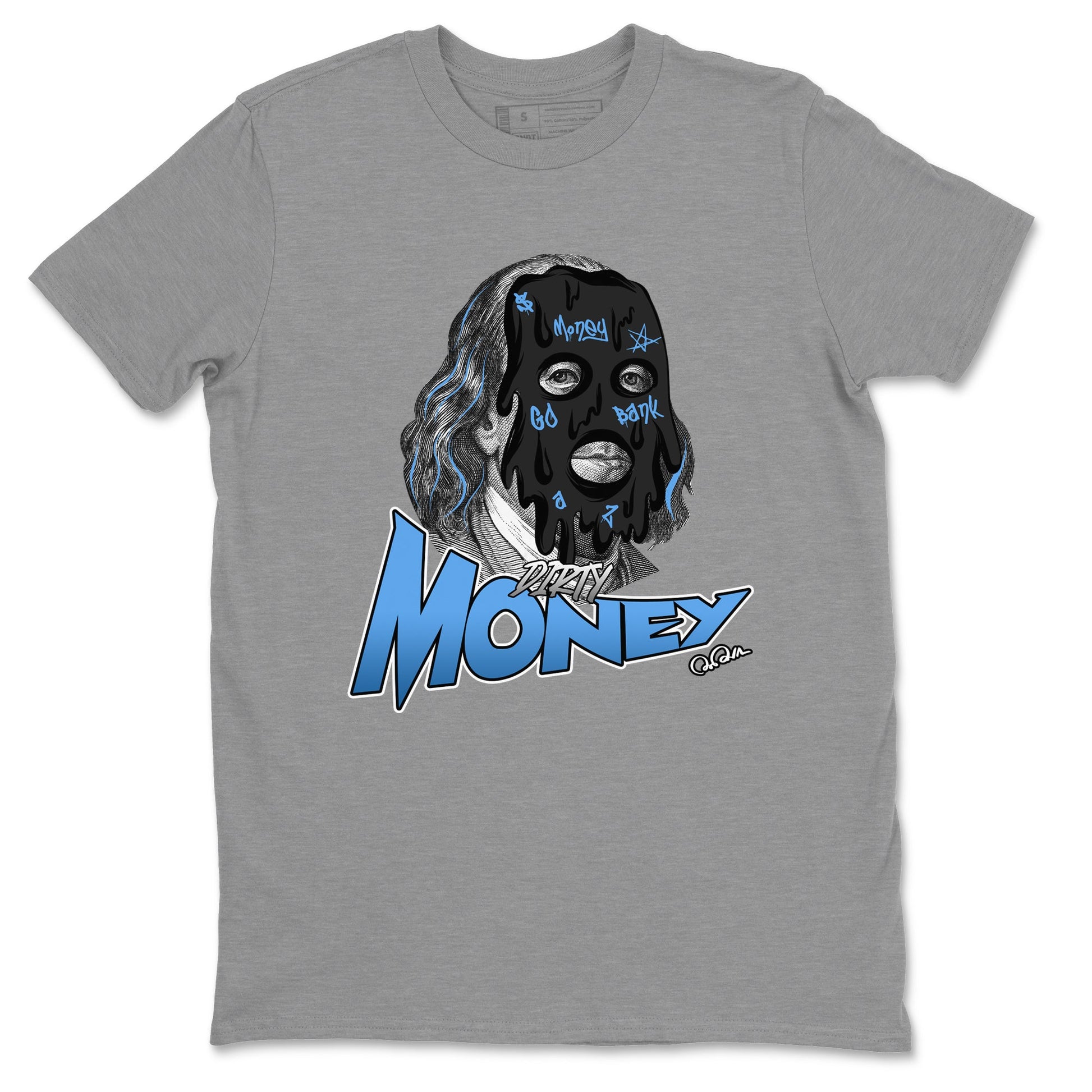 Air Jordan 1 Retro High OG UNC Toe Shirt to match Jordans Dirty Money Sneaker Tees 1s UNC Toe SNRT Sneaker Release Tees Crew Neck T-Shirts Heather Grey 2