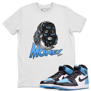 Air Jordan 1 Retro High OG UNC Toe Shirt to match Jordans Dirty Money Sneaker Tees 1s UNC Toe SNRT Sneaker Release Tees Crew Neck T-Shirts White 1