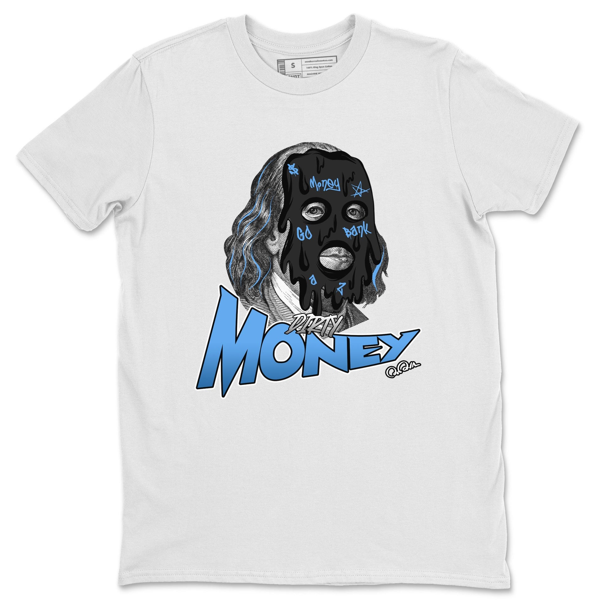 Air Jordan 1 Retro High OG UNC Toe Shirt to match Jordans Dirty Money Sneaker Tees 1s UNC Toe SNRT Sneaker Release Tees Crew Neck T-Shirts White 2