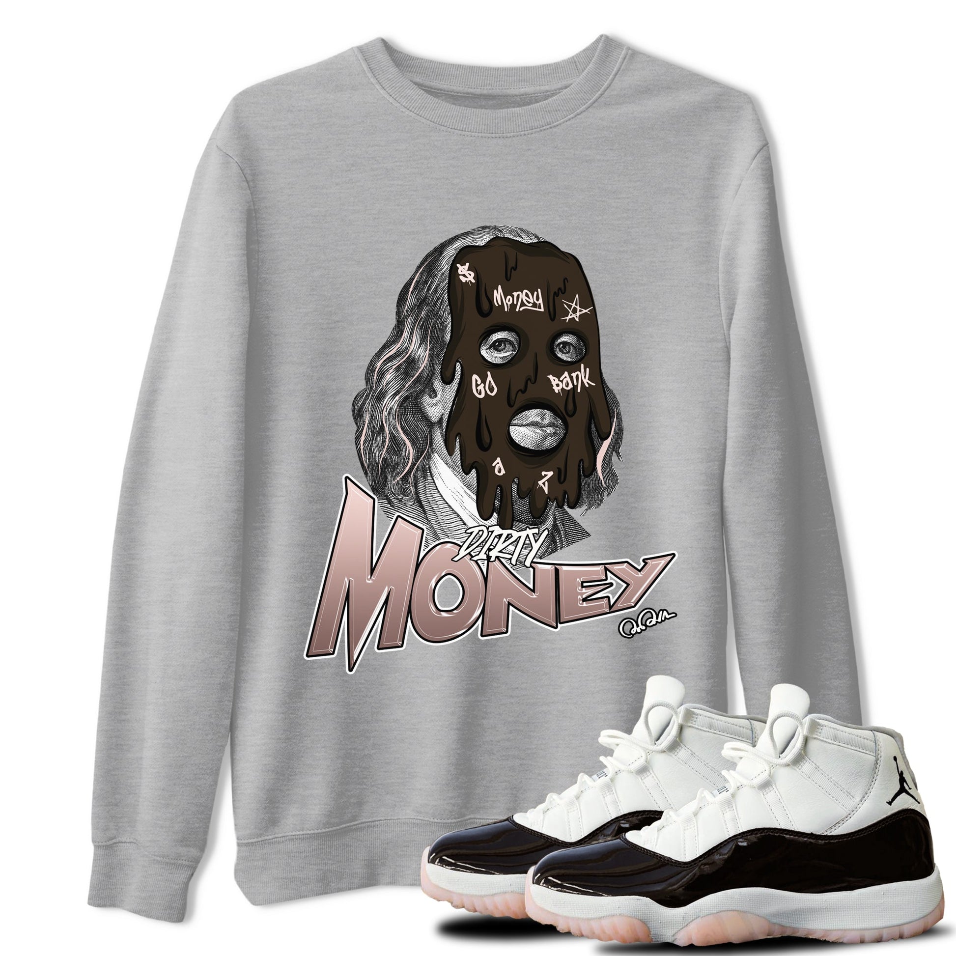 Air Jordan 11 Neapolitan shirt to match jordans Dirty Money sneaker tees AJ11 Neapolitan SNRT Sneaker Release Tees Unisex Heather Grey 1 T-Shirt