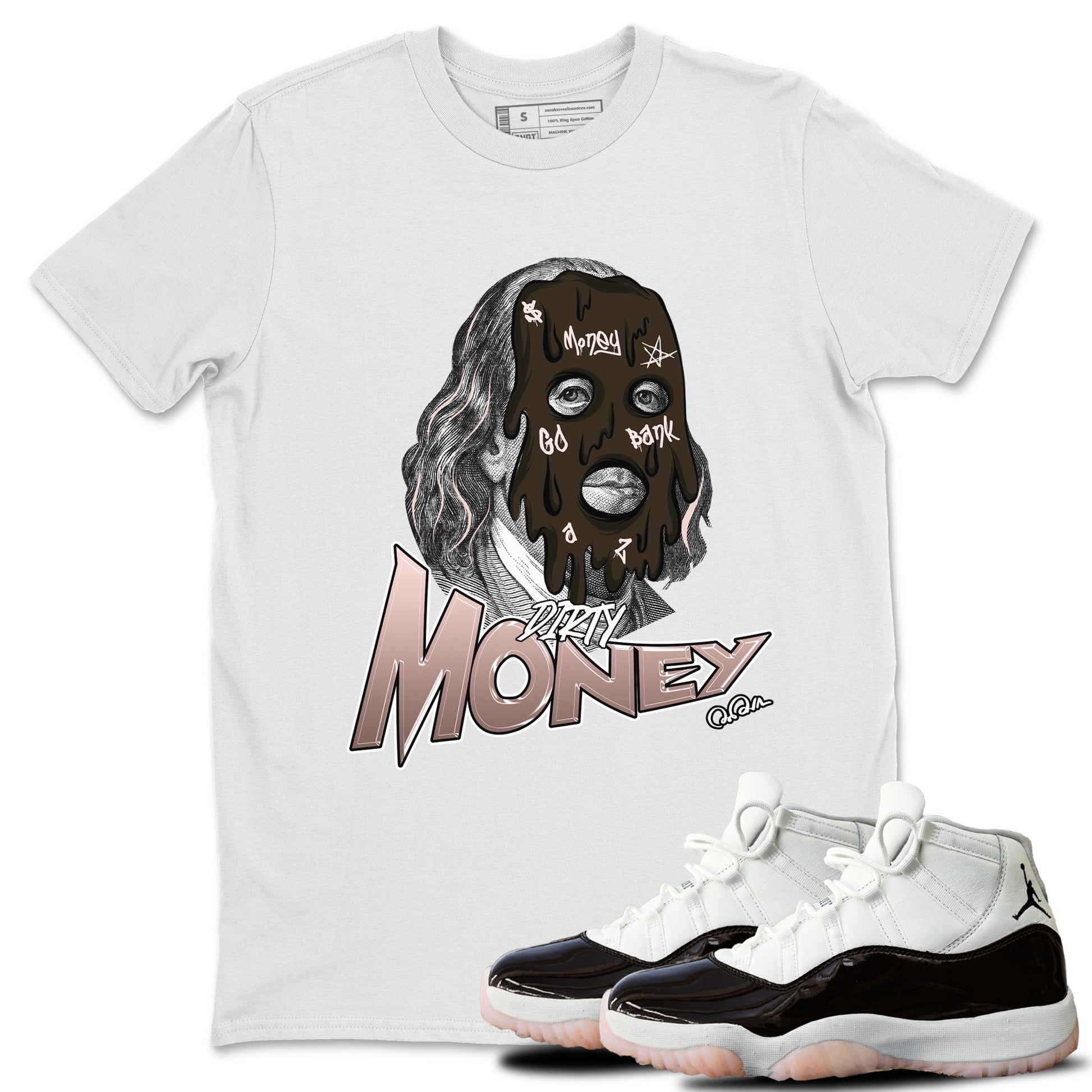 Air Jordan 11 Neapolitan shirt to match jordans Dirty Money sneaker tees AJ11 Neapolitan SNRT Sneaker Release Tees Unisex White 1 T-Shirt
