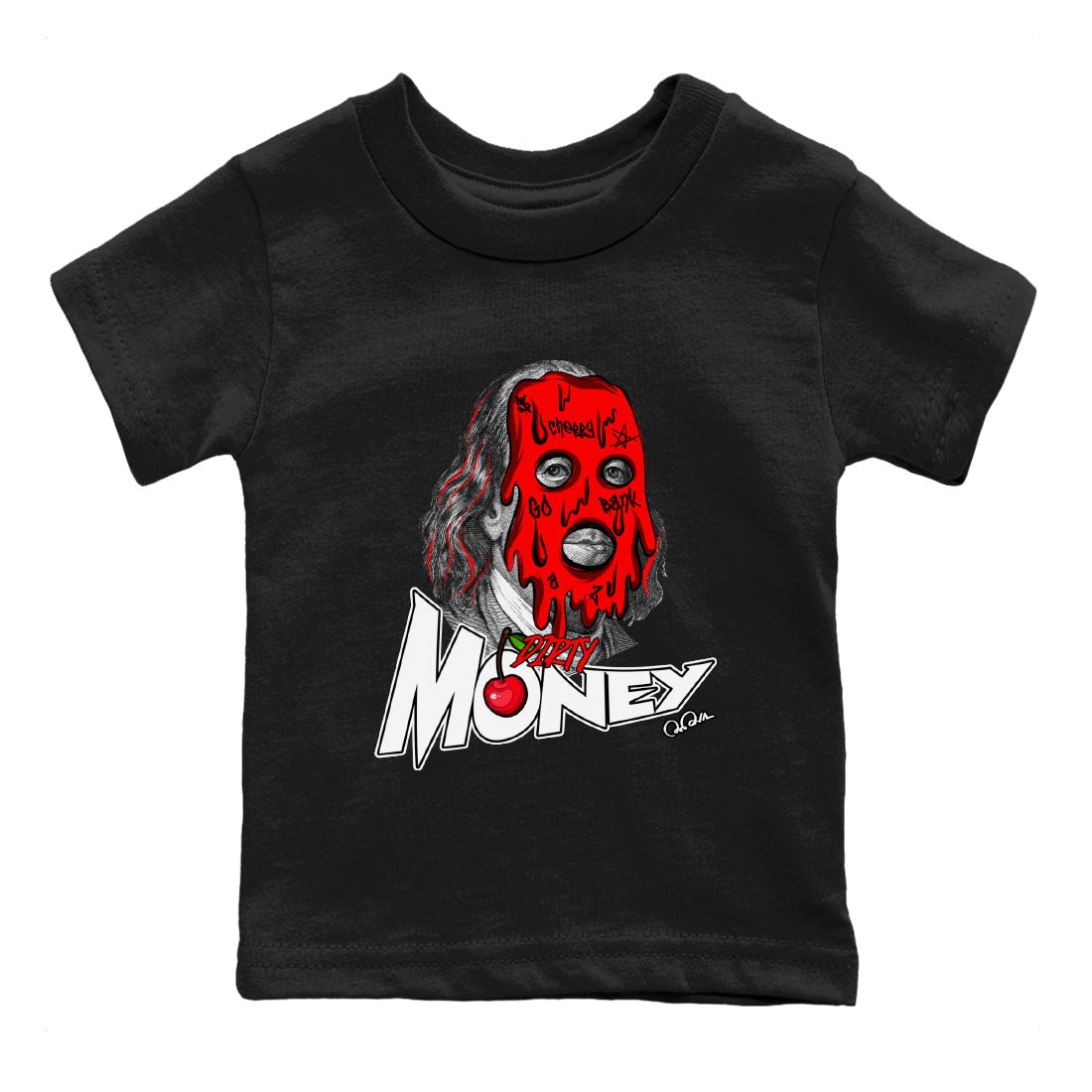 Air Jordan 12 Cherry Sneaker Match Tees Dirty Money Sneaker Tees AJ12 Cherry Sneaker Release Tees Kids Shirts Black 2
