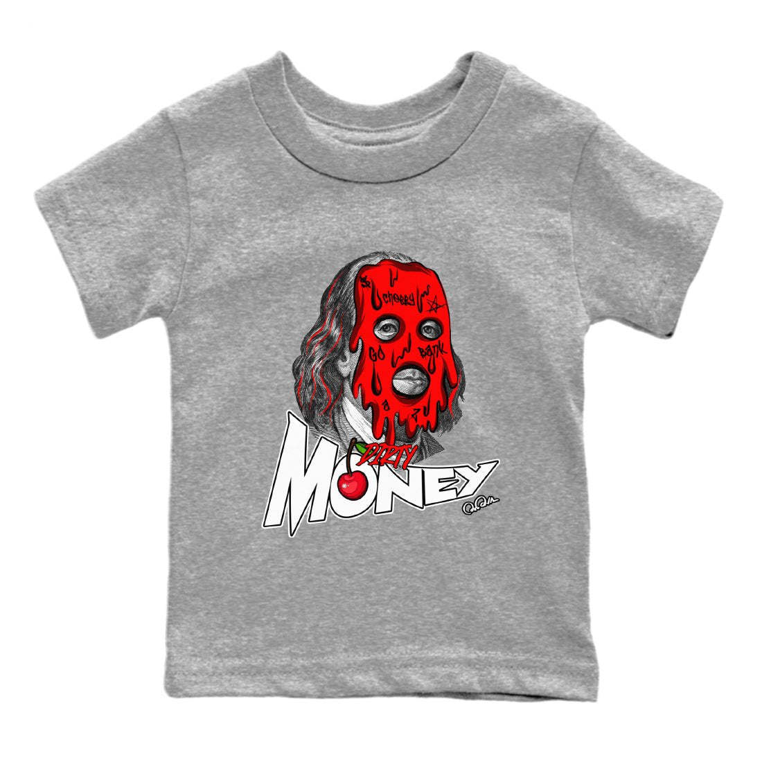 Air Jordan 12 Cherry Sneaker Match Tees Dirty Money Sneaker Tees AJ12 Cherry Sneaker Release Tees Kids Shirts Heather Grey 2