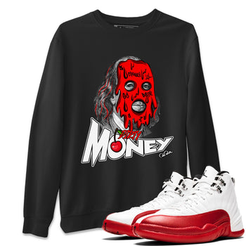 Air Jordan 12 Cherry Sneaker Match Tees Dirty Money Sneaker Tees AJ12 Cherry Sneaker Release Tees Unisex Shirts Black 1