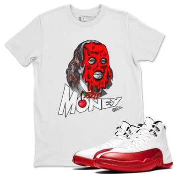 Air Jordan 12 Cherry Sneaker Match Tees Dirty Money Sneaker Tees AJ12 Cherry Sneaker Release Tees Unisex Shirts White 1