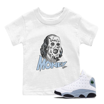 Air Jordan 13 Blue Grey shirt to match jordans Dirty Money sneaker tees AJ13 Blue Grey SNRT sneaker release tees baby toddler White 1 cotton Shirt
