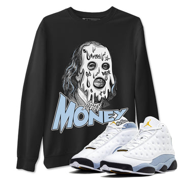 Air Jordan 13 Blue Grey shirt to match jordans Dirty Money sneaker tees AJ13 Blue Grey SNRT Sneaker Release Tees unisex cotton Black 1 crew neck shirt