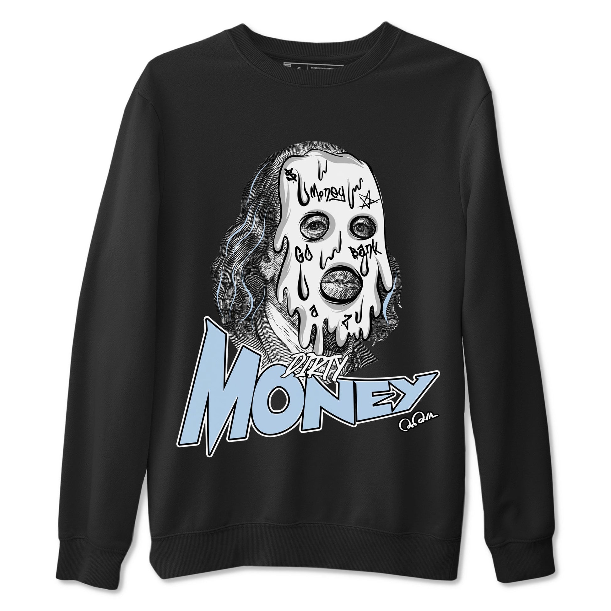 Air Jordan 13 Blue Grey shirt to match jordans Dirty Money sneaker tees AJ13 Blue Grey SNRT Sneaker Release Tees unisex cotton Black 2 crew neck shirt