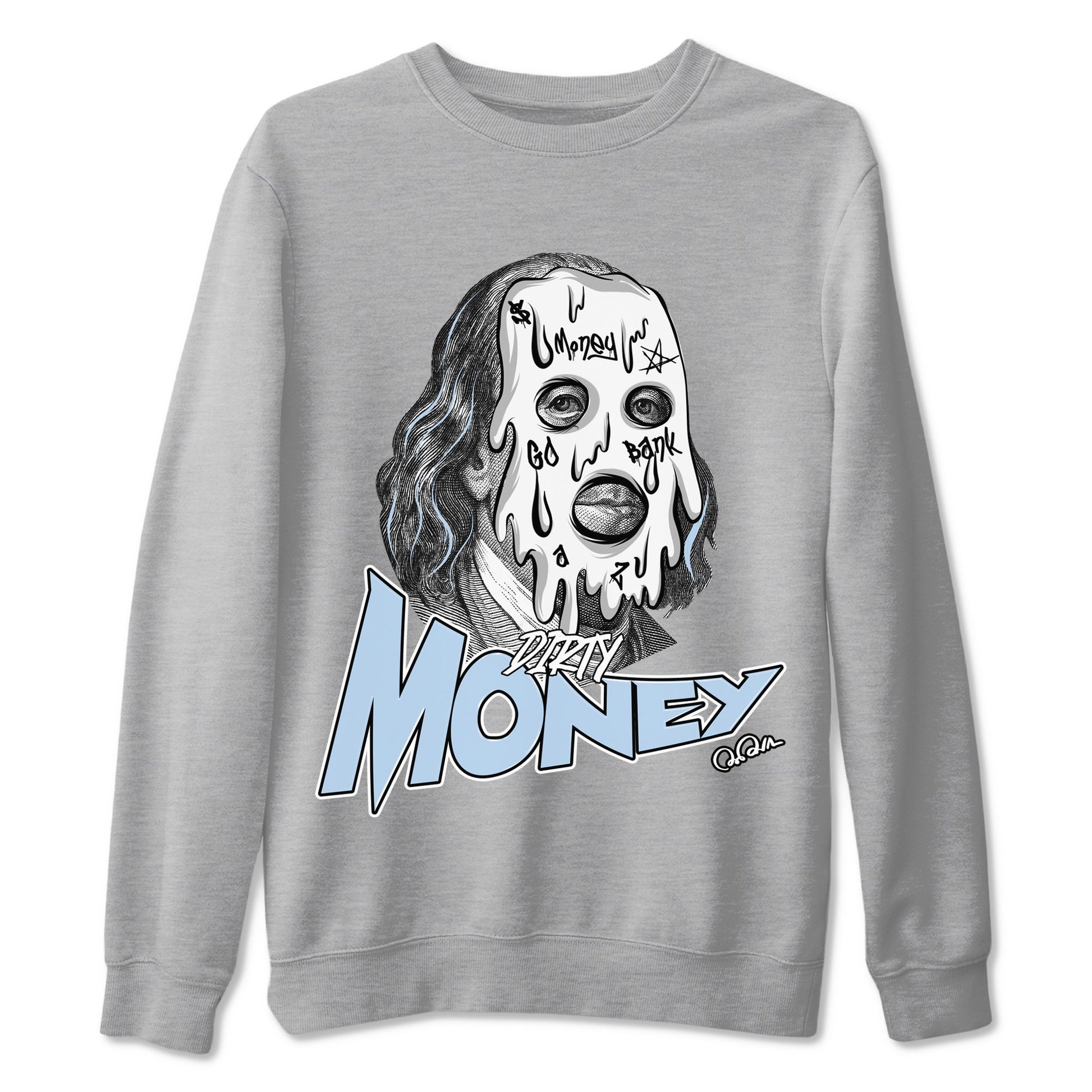 Air Jordan 13 Blue Grey shirt to match jordans Dirty Money sneaker tees AJ13 Blue Grey SNRT Sneaker Release Tees unisex cotton Heather Grey 2 crew neck shirt