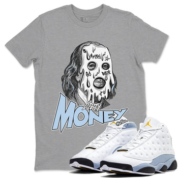 Air Jordan 13 Blue Grey shirt to match jordans Dirty Money sneaker tees AJ13 Blue Grey SNRT Sneaker Release Tees unisex cotton Heather Grey 1 crew neck shirt