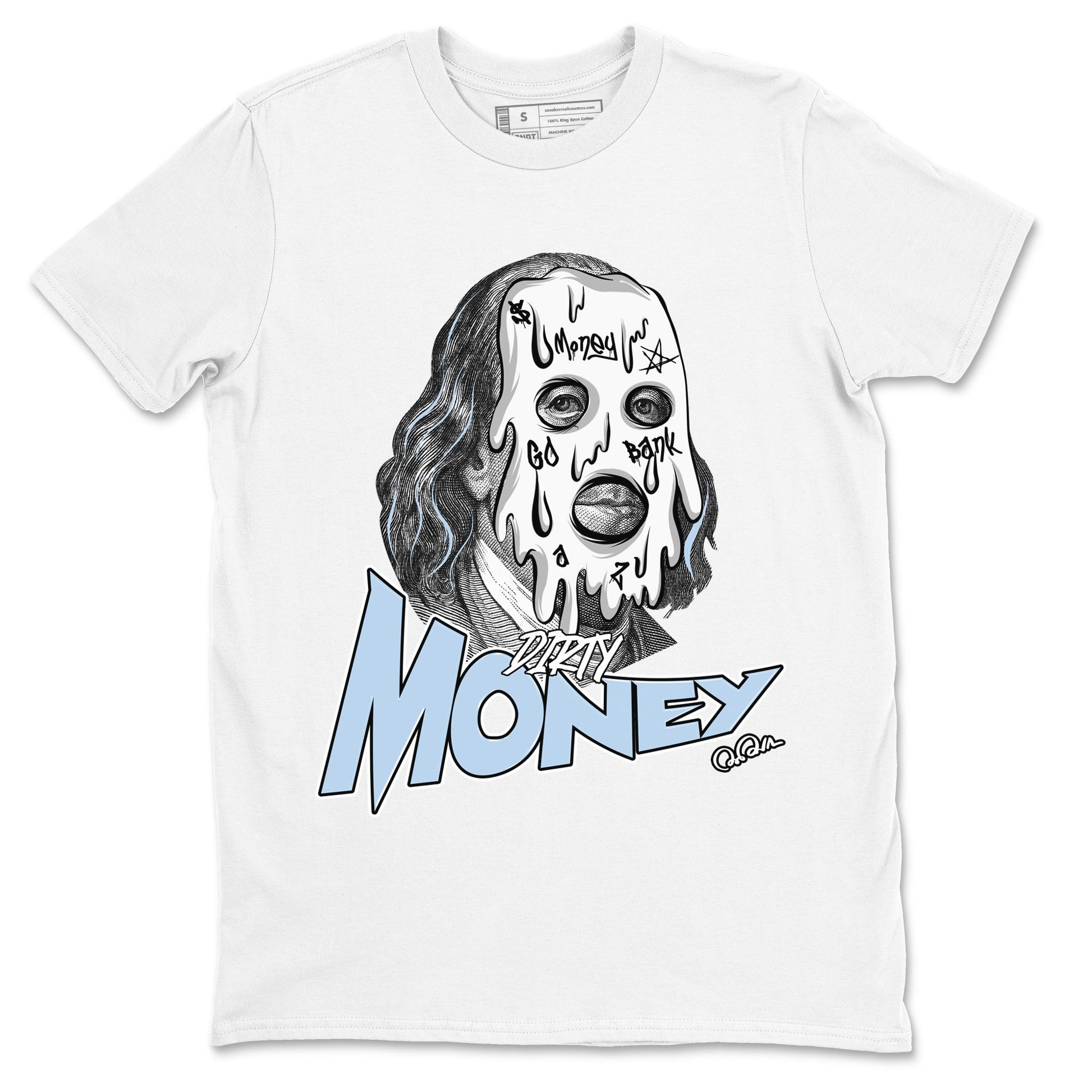 Air Jordan 13 Blue Grey shirt to match jordans Dirty Money sneaker tees AJ13 Blue Grey SNRT Sneaker Release Tees unisex cotton White 2 crew neck shirt