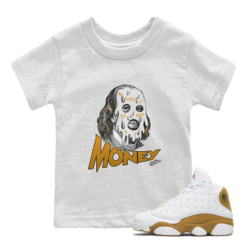 Air Jordan 13 Wheat Sneaker Match Tees Dirty Money Sneaker Tees AJ13 Wheat Sneaker Release Tees Kids Shirts White 1