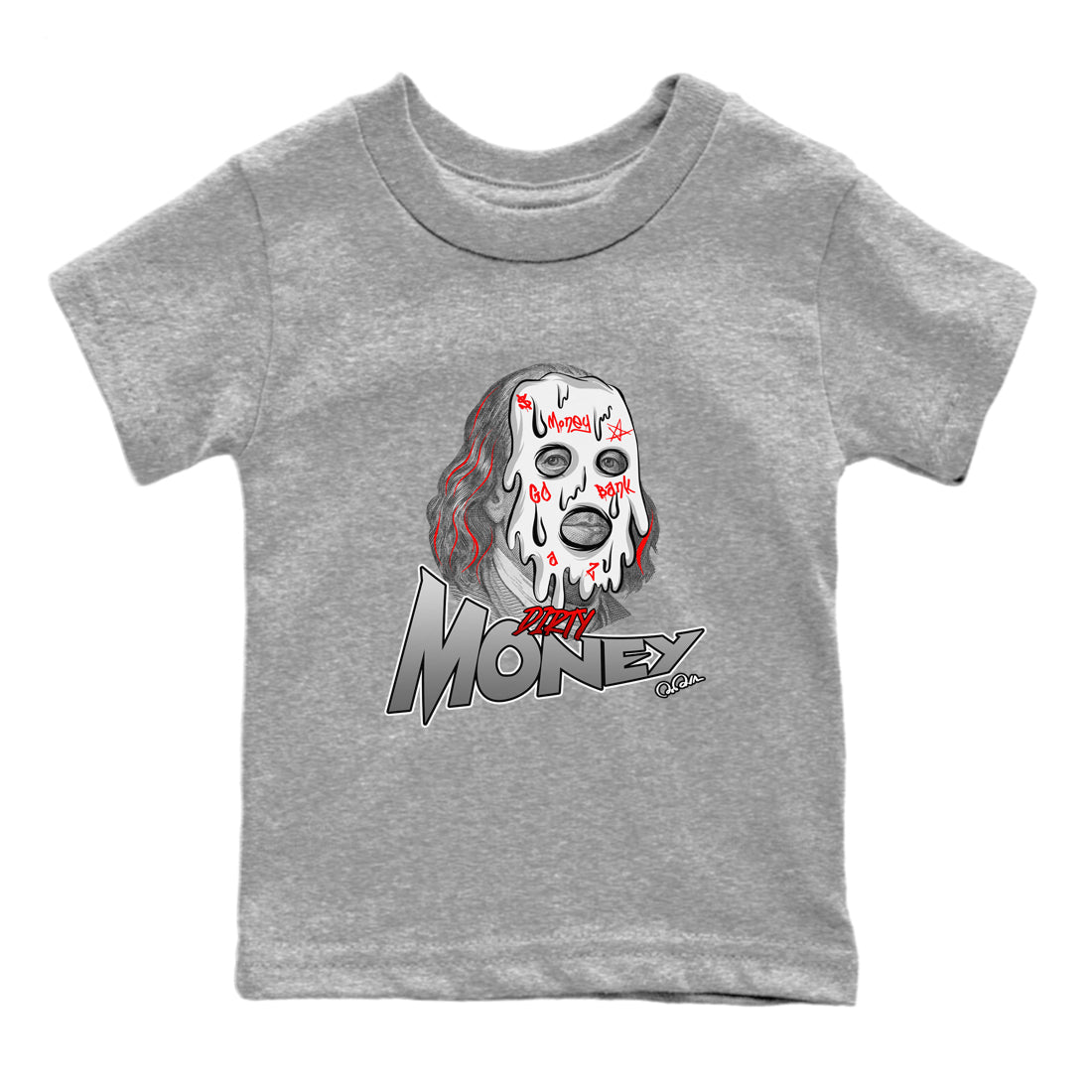 Air Jordan 13 Wolf Grey Sneaker Match Tees Dirty Money Sneaker Tees AJ13 Wolf Grey Sneaker Release Tees Kids Shirts Heather Grey 2