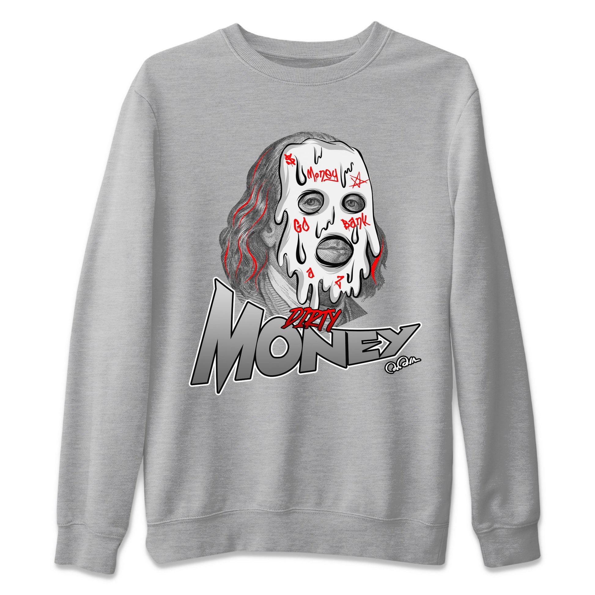 Air Jordan 13 Wolf Grey Sneaker Match Tees Dirty Money Sneaker Tees AJ13 Wolf Grey Sneaker Release Tees Unisex Shirts Heather Grey 2