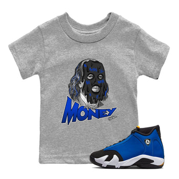 Air Jordan 14 Laney Sneaker Match Tees Dirty Money Sneaker Tees AJ14 Laney Sneaker Release Tees Kids Shirts Heather Grey 1